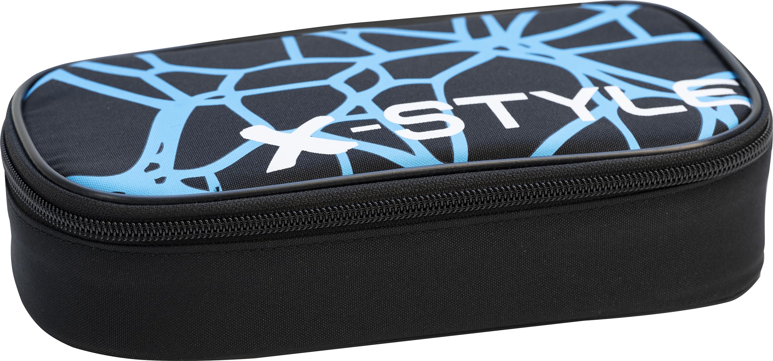 Eberhard Faber 577481 Jumbo Pencil Case Neon Blue/Black, Pencil Case with Zip, Large Main Compartment and Inner Pocket