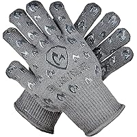 GRILL ARMOR GLOVES – Oven Gloves 932°F Extreme Heat & Cut Resistant Oven Mitts with Fingers for BBQ, Cooking, Grilling, Bakin