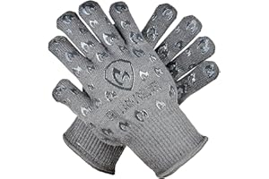 GRILL ARMOR GLOVES – Oven Gloves 932°F Extreme Heat & Cut Resistant Oven Mitts with Fingers for BBQ, Cooking, Grilling, Baking – Accessory for Smoker, Fire Pit, Camping, Fireplace & More