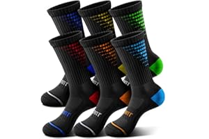 Boys Socks Cushioned Athletic Crew Socks Compression Arch Support Seamless Toe for Basketball Soccer Hiking Sports 6 Pairs