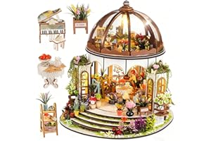 Vaki Vaki [2025 New] Hanging Garden Miniature House Kit with LED Light, Book Nook Kit with Cover for Birthday, 3D Wooden Bookends Puzzle Bookshelf Decor Building Kit Birthday Gifts for Family, Friends