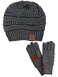 C.C Unisex Soft Stretch Cable Knit Beanie and