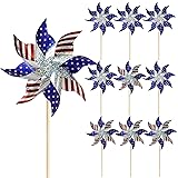 HOOSUN 10 Pcs Patriotic Pinwheels for Yard and