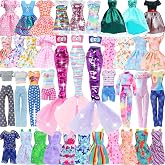 BLIJOLA Doll Clothes 15 Sets Including 5 Fashion Dresses 5 Daily Slip Dresses 3 Casual Tops and Pants Outfits 1 Sequins Mermaid Tail Skirt Swimsuit 1 Sequins Dress for 11.5 inch Girl Doll