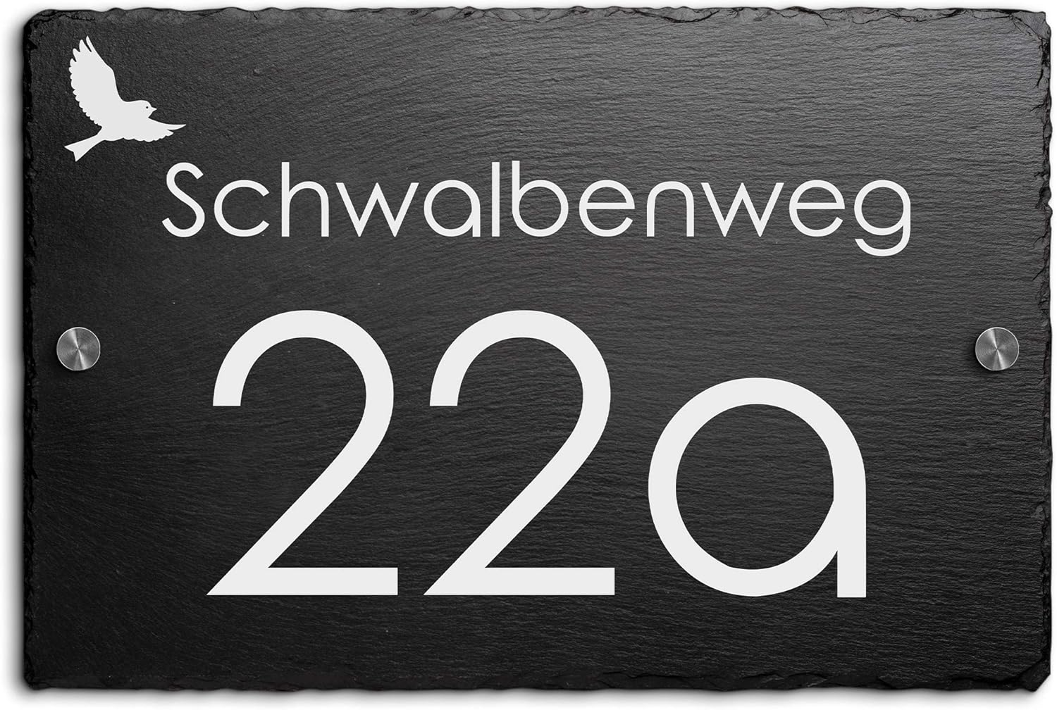 Schiefer Hausnummer & Straße Namen Wunsch-Gravur 30x20 cm Namensschild Schild
