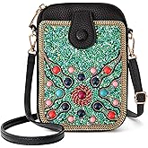 Ayuoejik Women's Small Crossbody Cell Phone Bag, Boho Colorful Beaded Purse Wallet with Handmade Cute Patterns
