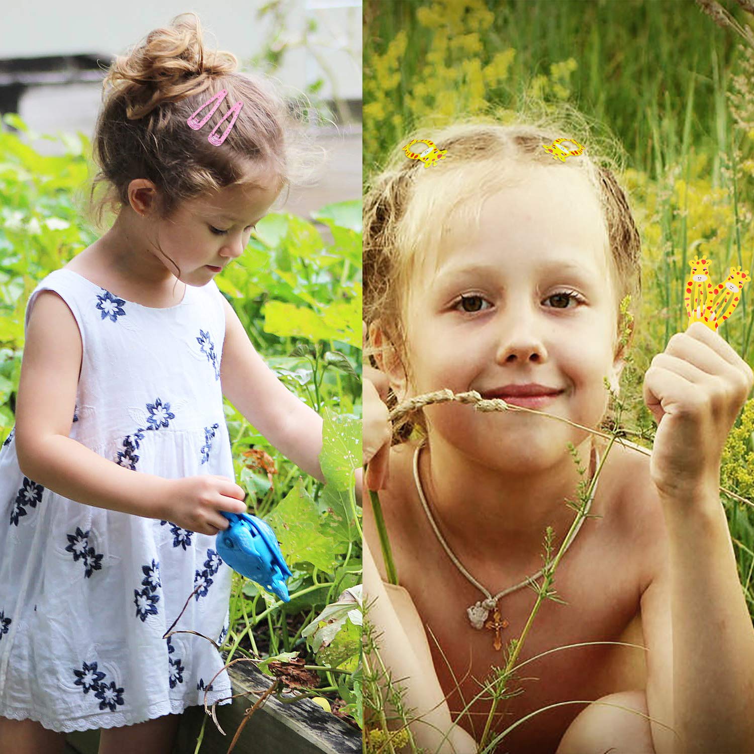 Lovely Hair Clips, Fascigirl 90PCS Animal Pattern Print Candy Color Heart Shape Star Shape Metal Snap No-slip Hair Barrettes Clips for Girls Toddlers Kids Women