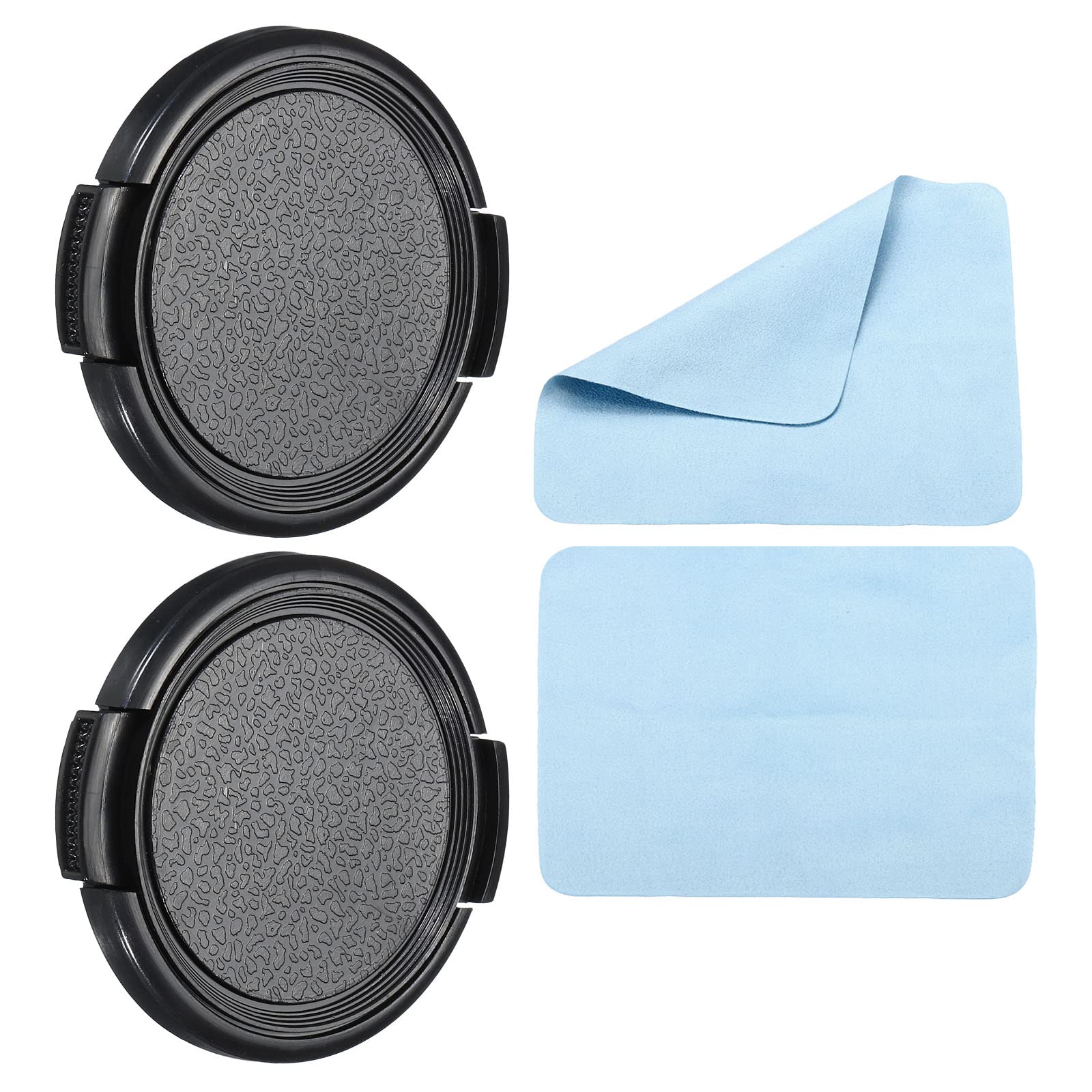 PATIKIL Camera Lens Cap, 2 Pack Sides Pinch Front Lens Cover with Microfiber Cleaning Cloth for 46mm Thread Universal DSLR Lenses for Nikon, for Fujifilm, for Pentax, for Leica