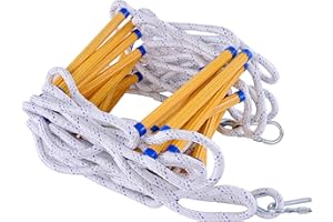 MKMJ Rope Ladder,32.8FT Fire Escape Ladder 3 Story,Flame Retardant Safety Rope Ladder with Hooks, Emergency Ladder Deploys Quickly, is Portable and Reusable, Fire Escape Ladder Tested to 2000lbs.