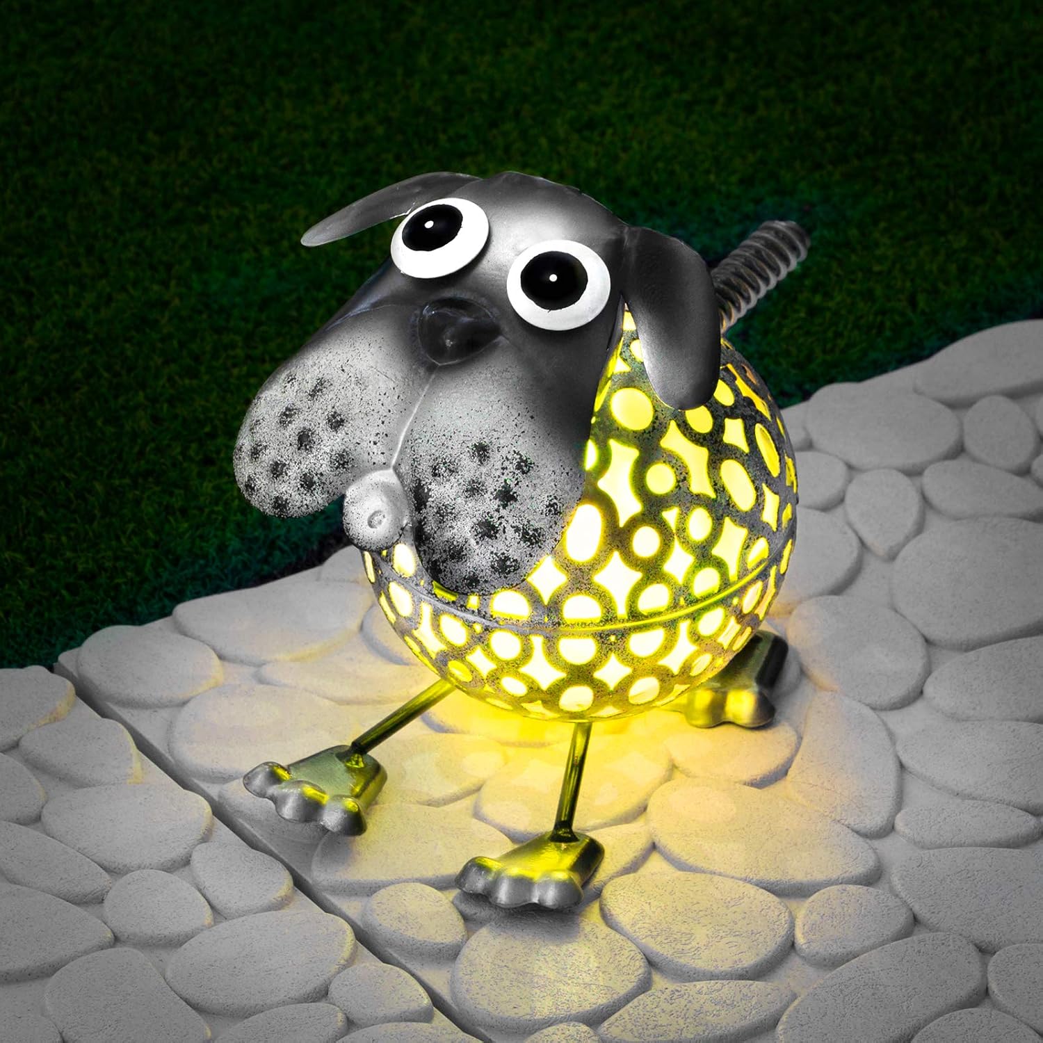 GloBrite Colour Changing LED Garden Metal Scroll Solar Light - Ornament Decoration Patio Light (Dog), Multicolour