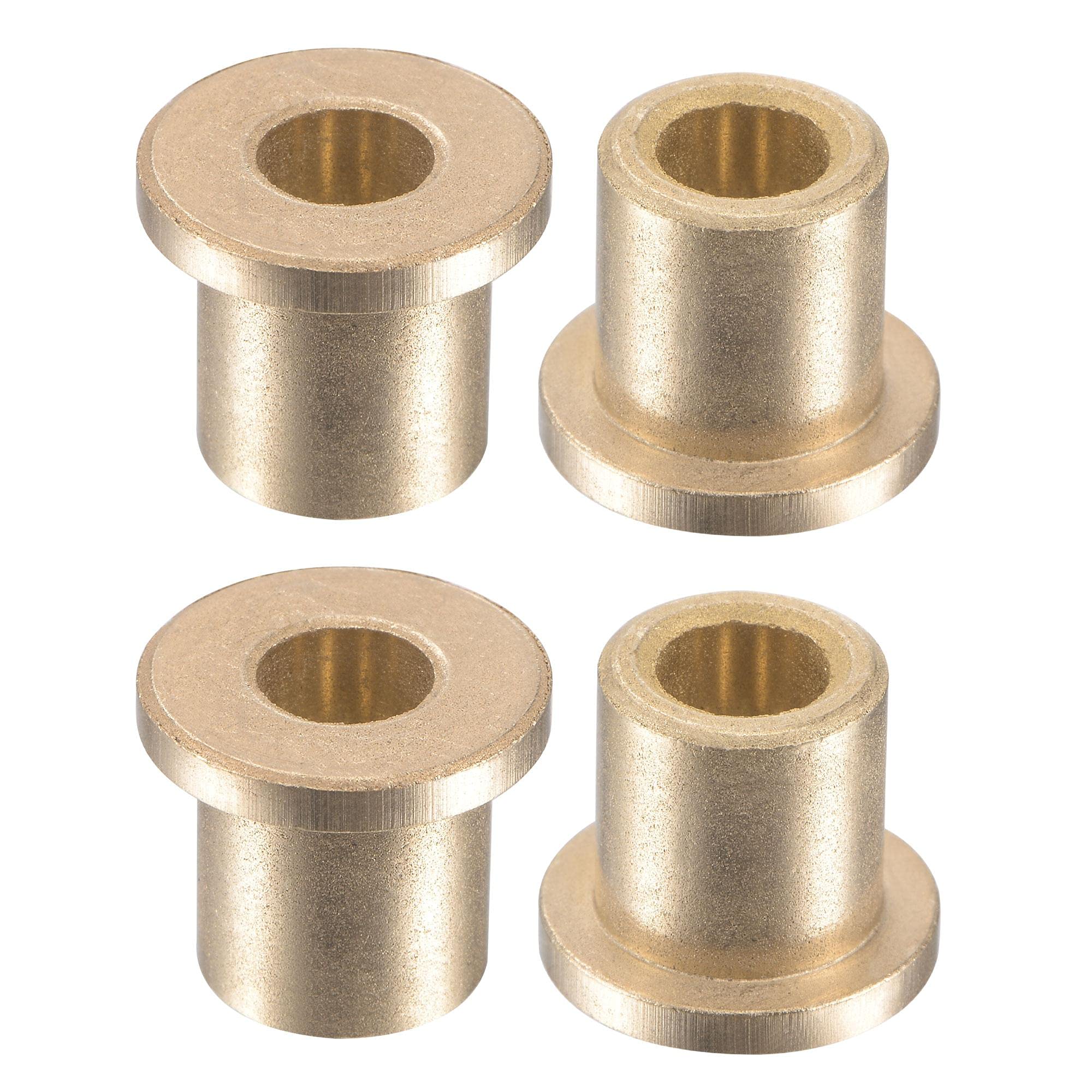 sourcing map Flange Sleeve Bearings 6mm Bore 10mm OD 12mm Length 14mm Flange Dia 2mm Flange Thickness Sintered Bronze Self-Lubricating Bushing 4pcs