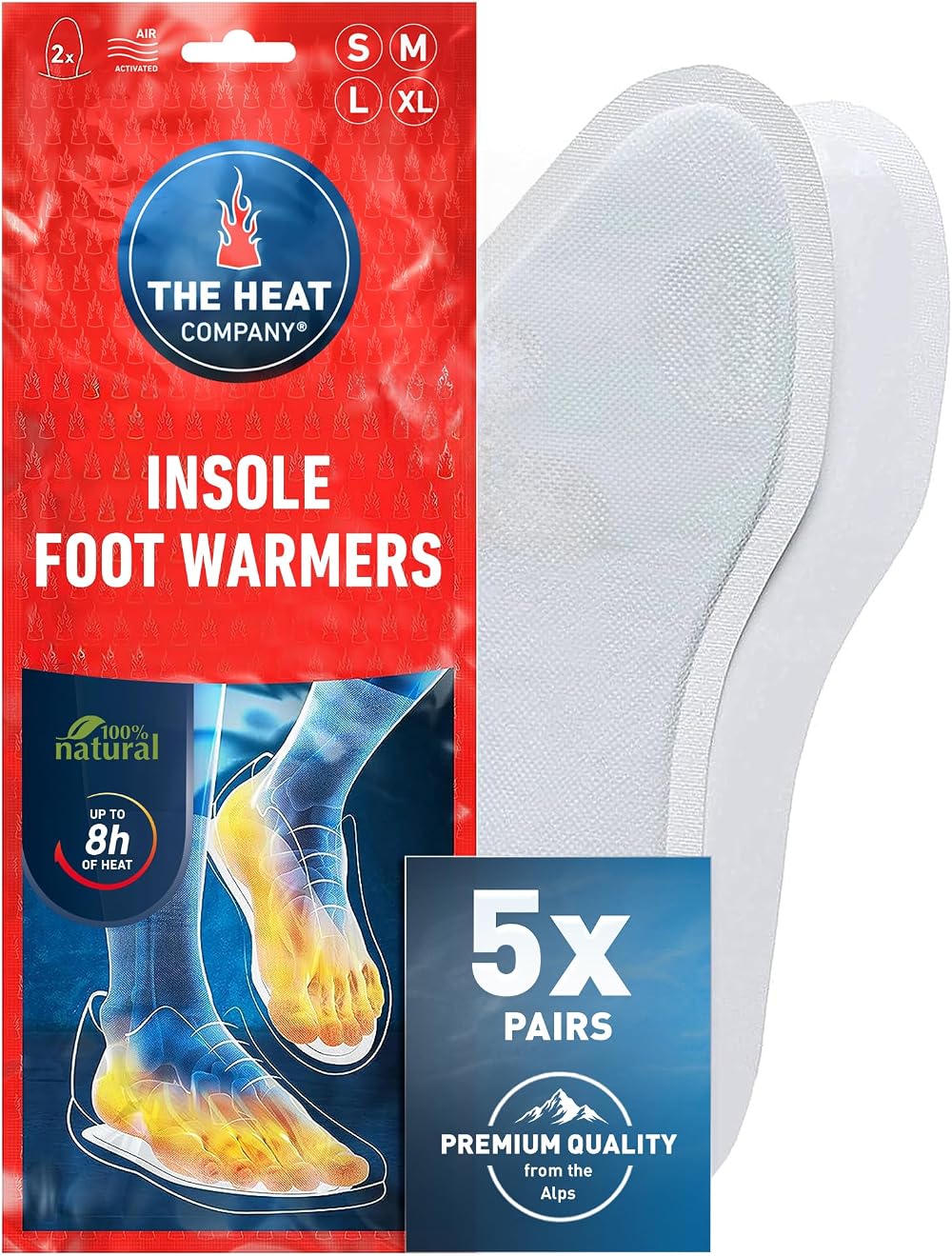 THE HEAT COMPANY Insole Foot Warmers 5 Pairs Extra Warm Medium 5.5-7