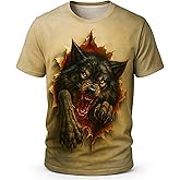 QTAGTESS Funny Wolf Graphic T-Shirt Novelty Short Sleeve Crewneck Shirt