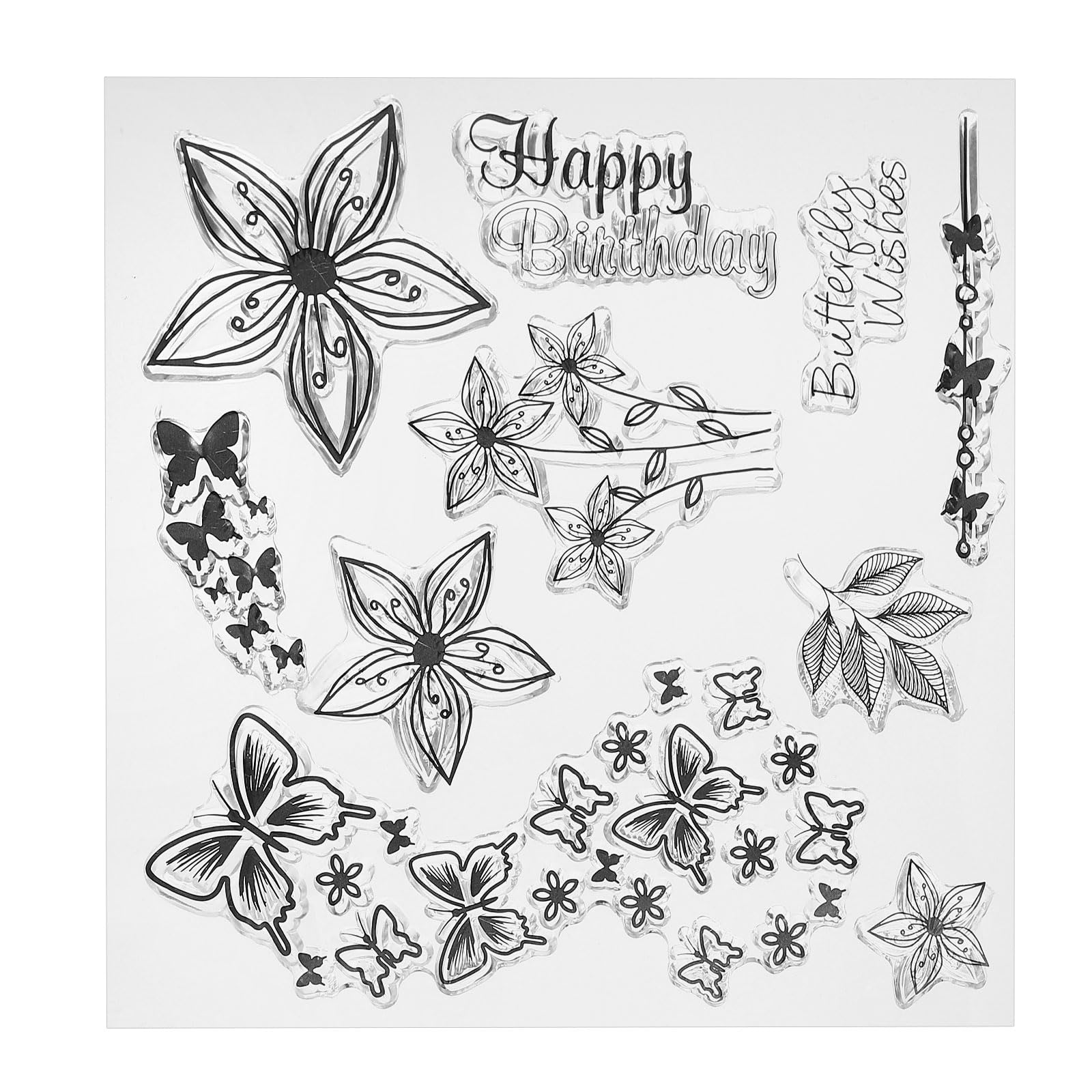 PATIKIL Transparent Silicone Stamps, 1 Pcs T1471 Butterfly Flower Clear Stamps for Card Making Decoration DIY Scrapbooking Embossing Album Decor Craft, Clear