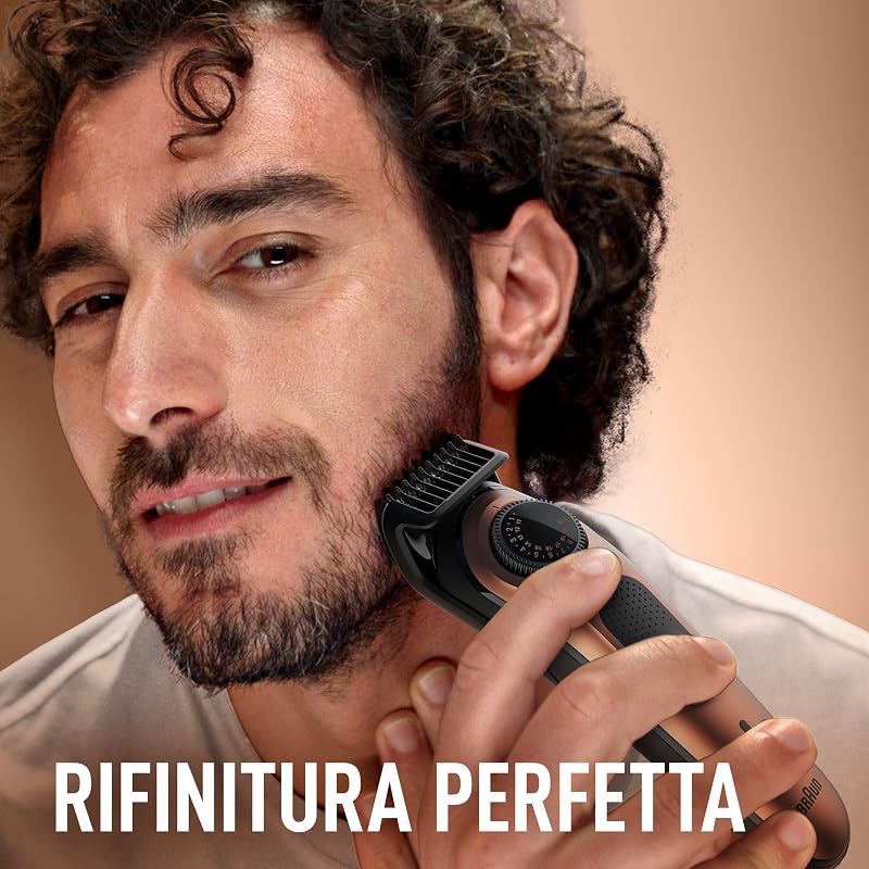 Trimmer Elettrico per Barba Pro per Uomini, Set Barba Uomo Regalo, Regolabarba, Regolatore con Ruota di Precisione 40 Lunghezze+mini Size Beard Wash 60 Ml+mini Size Beard Balm 25 Ml
