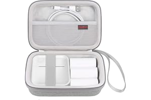 Elonbo Carrying Case for VFU Label Maker Machine, Mini Label Printer Portable Thermal Printer Travel Bag, Sticker Printer Storage Holder, Mesh Pocket Fits Label Paper Tape, Grey