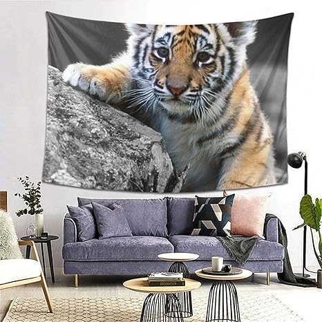 Amazon Co Jp かわいい虎 タペストリー 壁掛け布 ポスタータペストリー ファブリック おしゃれ 室内装飾 部屋 お店 多機能 3cm 152cm ホーム キッチン
