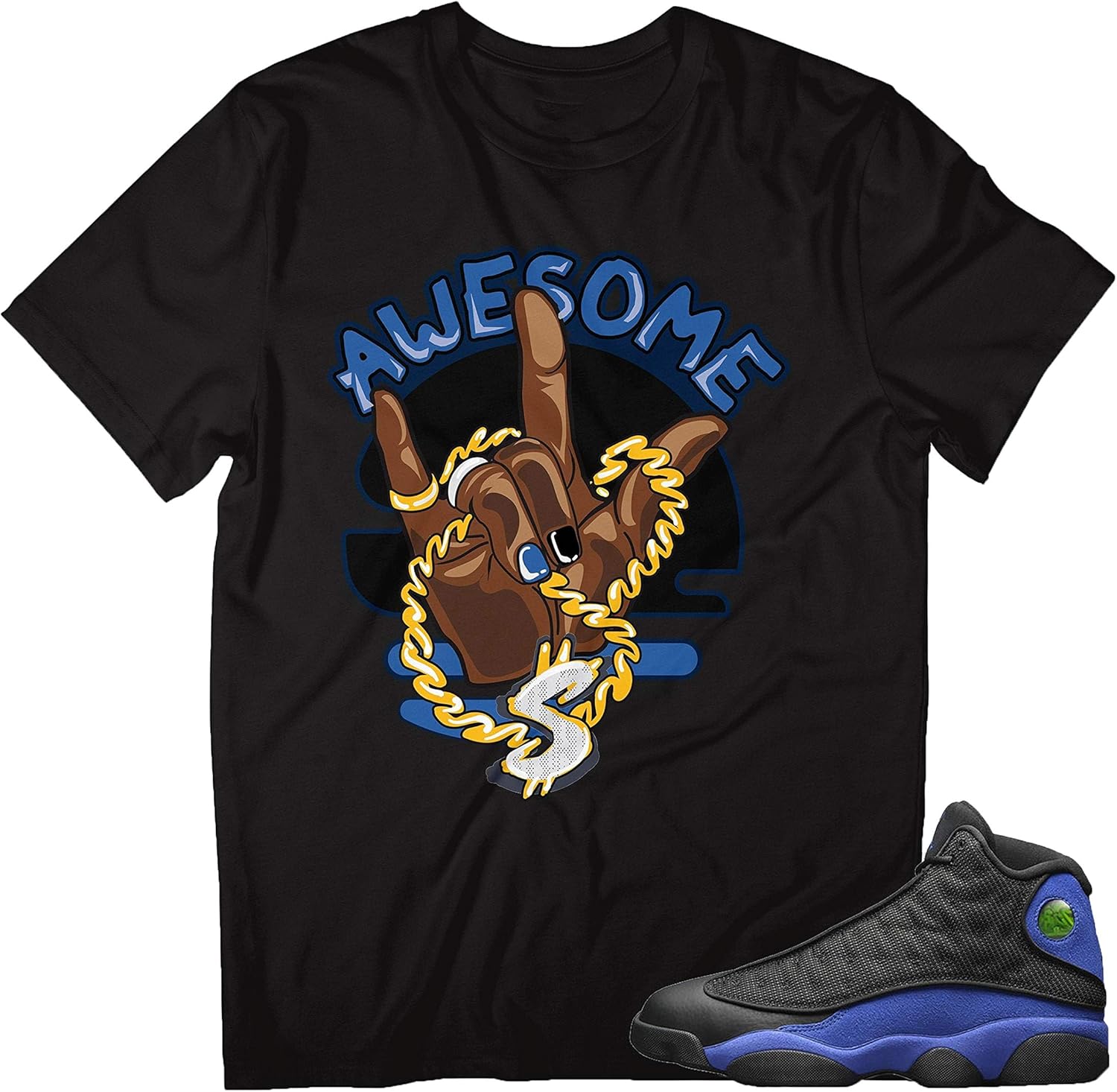 jordan 13 black hyper royal shirt