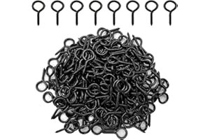 IDEALSV Black 200 Pcs Eyes Screw Hooks 1 Inch Screw in Hooks Jewelry Metal Ring