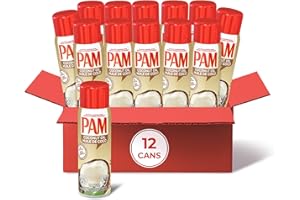 PAM Coconut Oil - Non Stick Cooking Spray - No Artificial Colours, Flavours, or Preservatives, 113g each, Net weight - 1.36kg