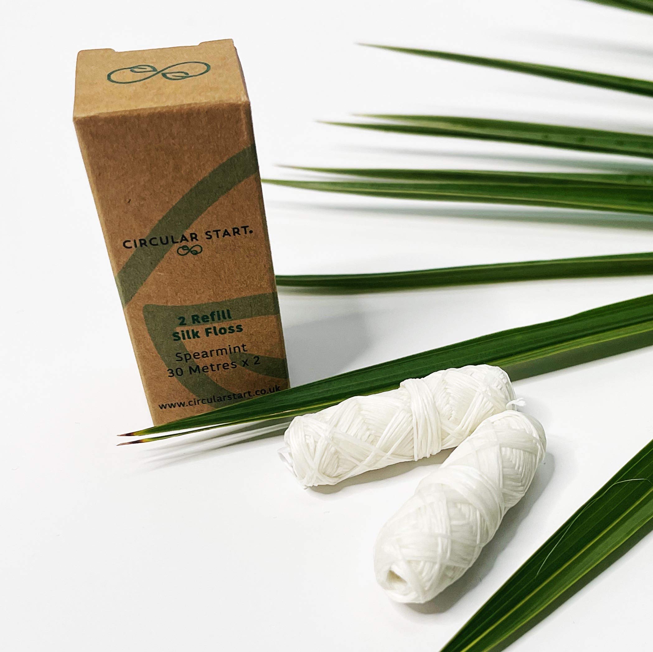 Natural Silk Dental Floss Refill Pack by Circular Start – 30m of Minty Freshness x 2 - Eco Friendly, Plastic Free, Biodegradable