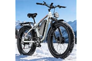 PUJH 3000W Dual Motors Electric Bike for Adults, 52V 25Ah 24" Fat Tire Fast 38 mph up to 100 Miles Full Suspension Hydraulic Brake Class 3 Off Road Mountain Hunting Ebike for Men & Women