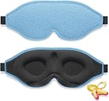 Trilancer 2026 Sleep Mask 3D Light Blocking Blue Eye Mask with Earplugs