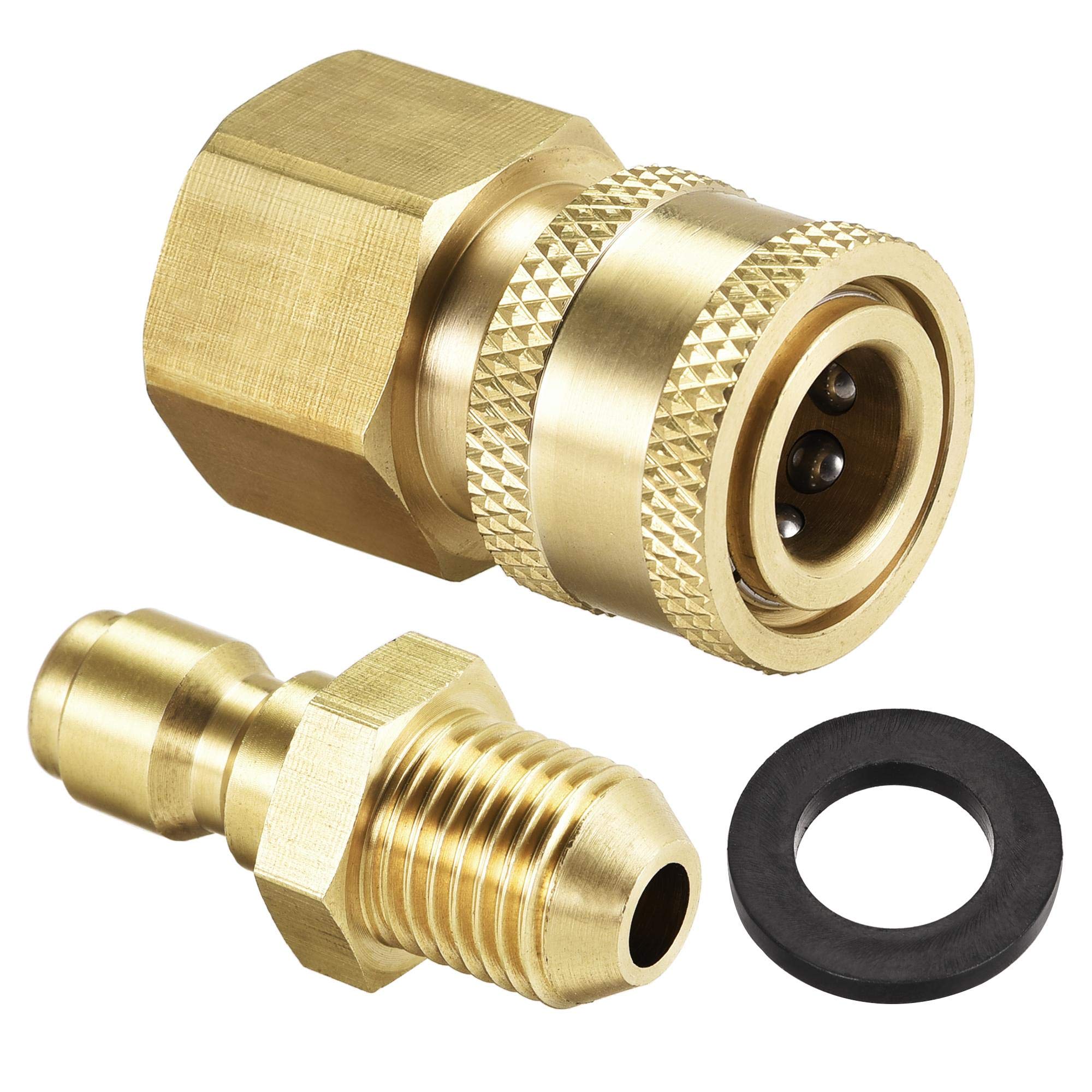 sourcing map Garden Hose Brass Quick Connect Set Fittings M14x1.5 Male & M22x1.5 Female Thread Water Hose Connectors Pressure Washer Adapter