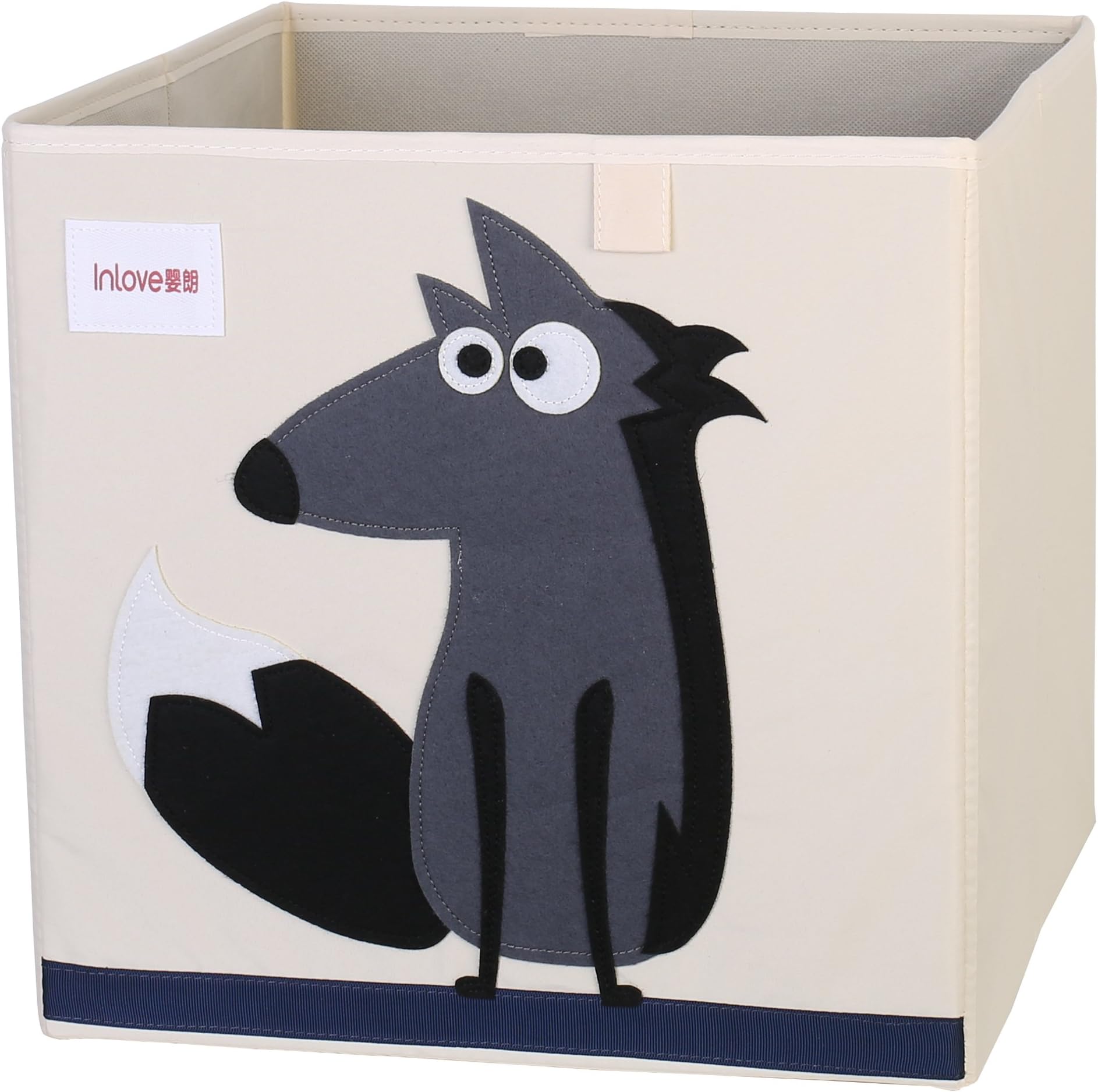 Cartoon Storage Cube Canvas Foldable Toy Organizer Box for Kids by ELLEMOI (Wolf)
