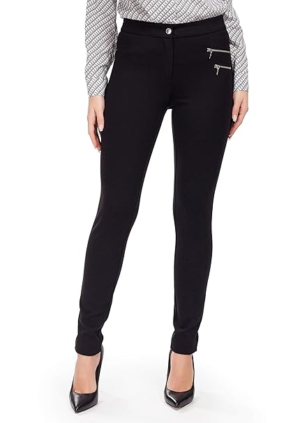 FEMME Elegante Schwarze Damen-Hose  weicher  Fester Stoff vorteilhafte Betonung der Figur Herbst Frühling Büro und Freizeit