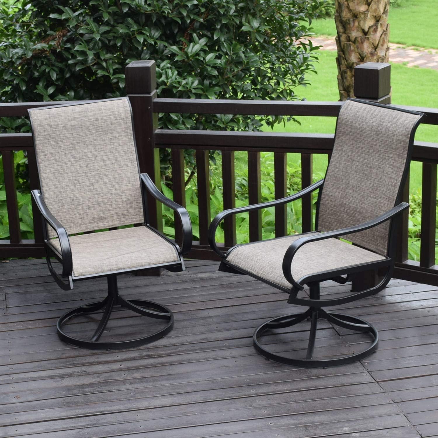 Vicllax Patio Dining Swivel Chairs, Outdoor Kitchen Garden Metal Gentle Chair: Kitchen & Dining