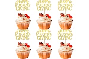 ZHUOWEISM 24 PCS Happy Friendsgiving Cupcake Toppers Glitter Fall Theme Thanksgiving Cupcake Picks Give Thanks Cake Decorations for Happy Thanksgiving Day Theme Birthday Party Supplies