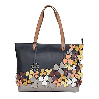 Klasse Womens Leather Top Handle Shoulder Bag, Navy