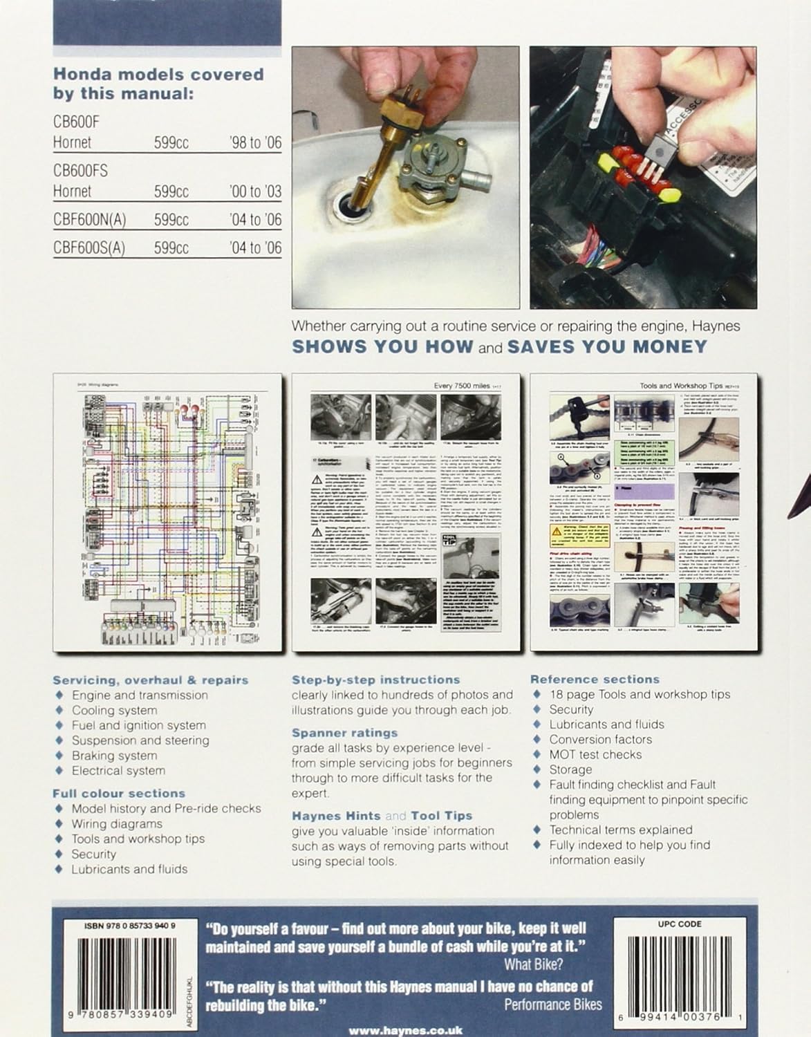 Haynes Manual 3915 HON CB600F HORNET & CBF600 98-: Amazon.co.uk: Car &  Motorbike