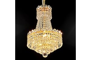 CEENWE 5 Light Gold Fish Crystal Chandelier,French Empire Style Chandeliers,Classic K9 Crystals Rain Drop Fixture for Living Room Foyer Entryway Hotel