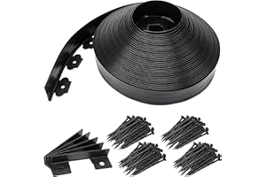 9TH SHOP Landscape Edging 2.5 Inch Tall 100 FT, Black Edging for Landscaping with 5Pcs connectors and 120 Pcs Anchoring Spikes for Garden Flower Beds Yard Lawn