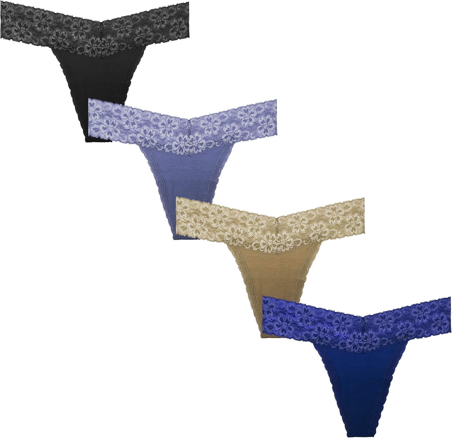 WKFIINM Pack of 4 Sexy Women Cotton Thongs Superbloom Original Flower