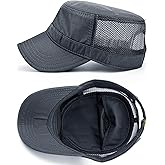 Rayna Fashion Inner Pocket Cadet Caps for Women Mesh Back Army Military Hats for Men Breathable Flat Top Dad Cap