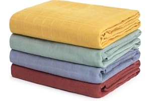 LITTLE SPUD Muslin Swaddle Blankets, Large Receiving Blankets for Boys and Girls, 4-Pack Soft and Breathable Swaddle Wrap for Newborn, 47 x 47 inches (Sunset Series)