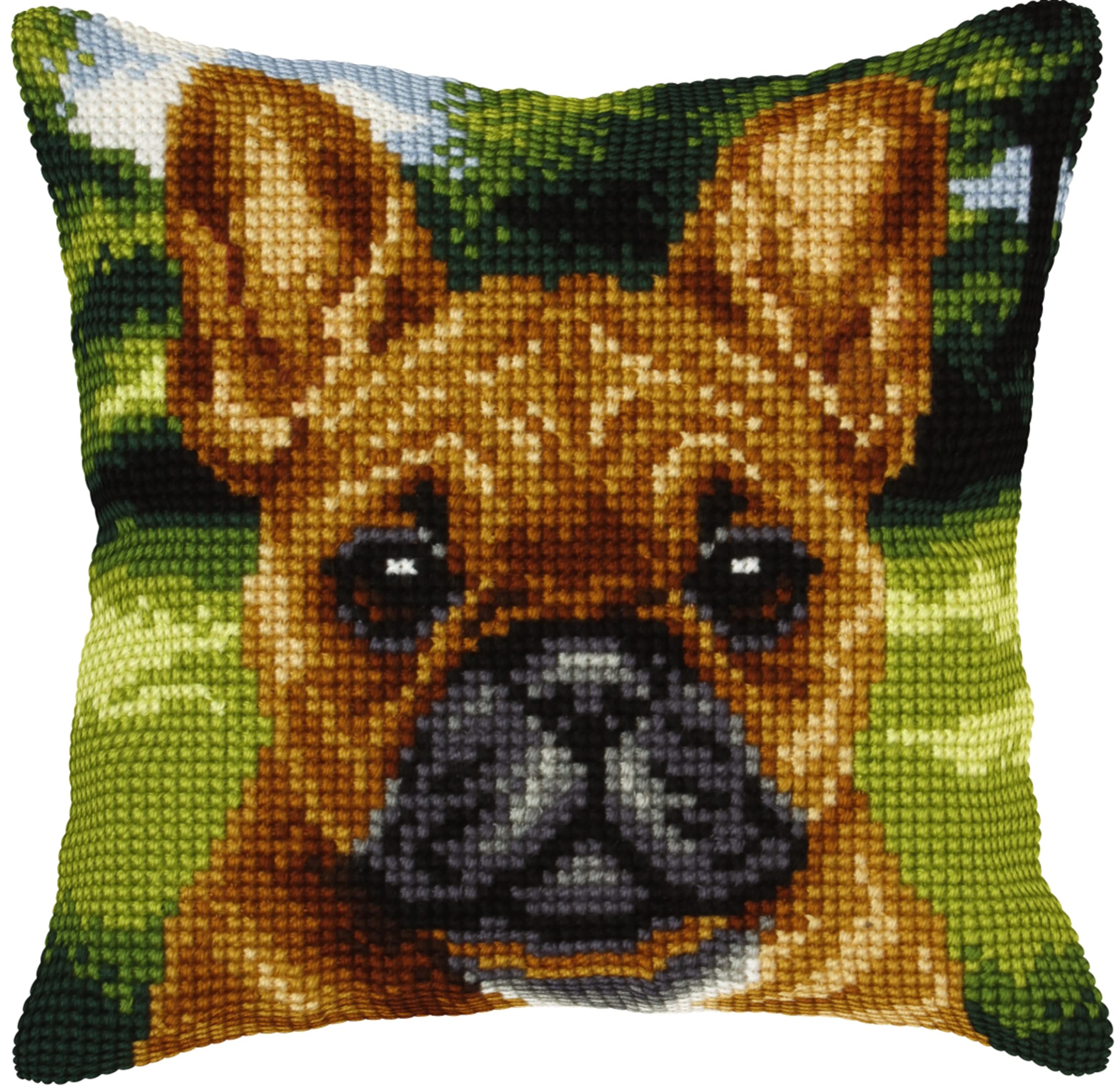 Orchidea - Cushion Cross Stitch Kit - Dog - Printed Canvas - 4.5 Count - for Adults - 9538, 40 x 40cm