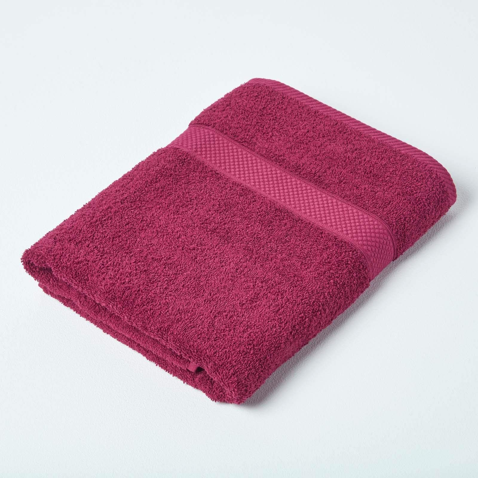 HOMESCAPES Burgundy Turkish Cotton Bath Towel Super Soft Thick & Absorbent 500 GSM Towel Heavy Weight for everyday Luxury