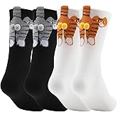 AITURINAN Cat Socks with Balls Cute Funny Hilarious Novelty Cotton Cat Socks for Women Men Halloween Christmas Gift 2Pairs