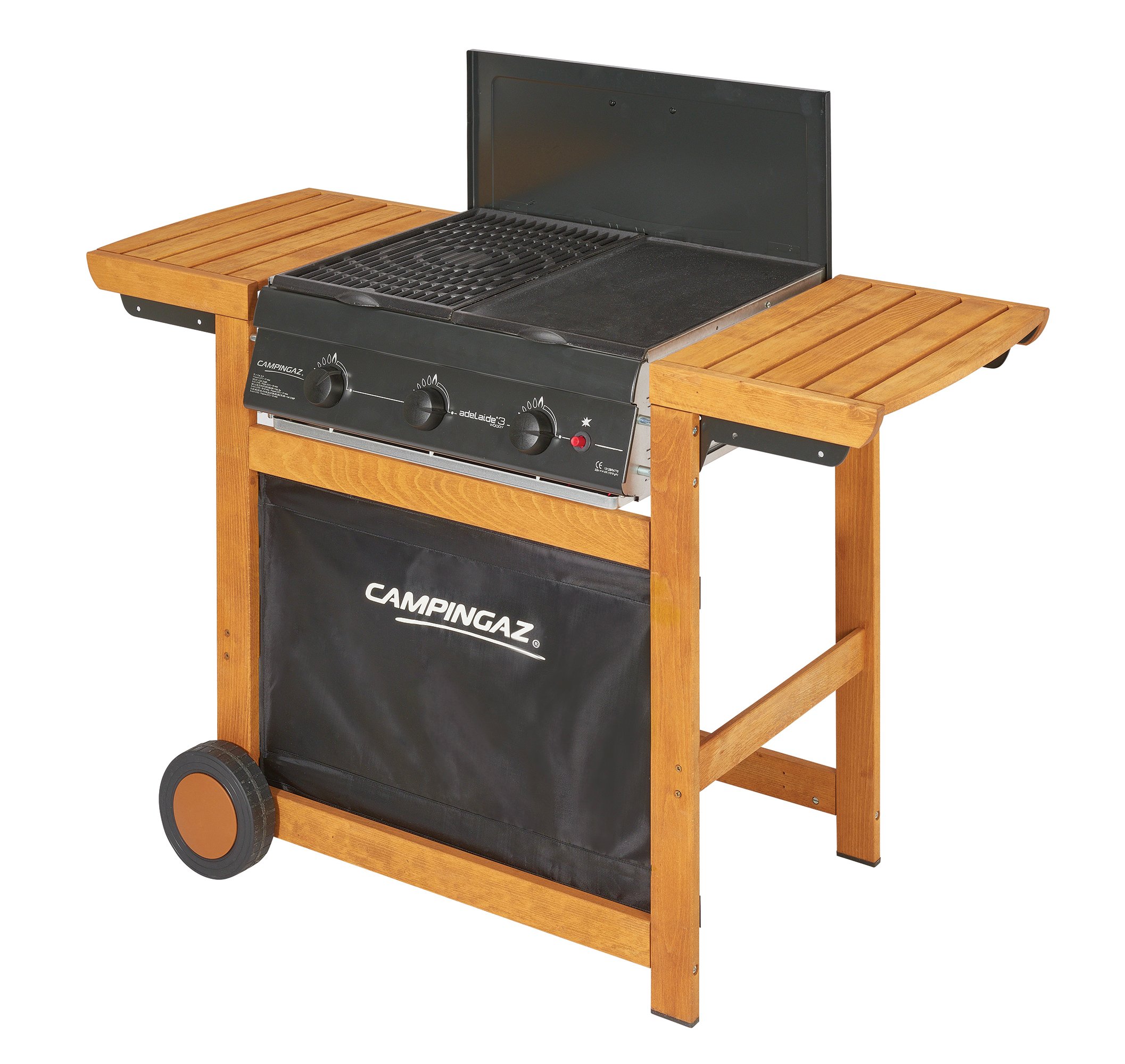 Campingaz Gas BBQ Adelaide 3 Woody, 3 Burner Gas Barbecue Grill, 14kW