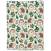 Ti Caldi Charming Hedgehog and Leaf Blanket - Soft Lightweight Cozy Flannel Throw Blanket for Adults Kids Women, Warm Fuzzy Blankets for Couch, Bed, Travel, Outdoor Use, Home Decor 60×50 in
