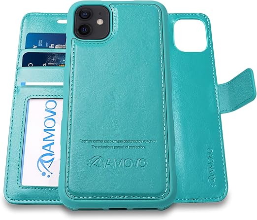 Amazon Com Amovo Compatible With Iphone 12 Mini Wallet Case Detachable Vegan Leather Hand Strap Card Slot Stand Function Flip Folio Phone Protective Case Compatible With Iphone 12 Mini Green