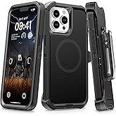 TUTUKII for iPhone 13 Pro Max & 12 Pro Max Case with Belt Clip Holster, Anti-Shock, Anti-Slip, Compatible with MagSafe, 3-Layer Drop Protection, Heavy Duty Magnetic Phone Case Cover, 6.7", Black