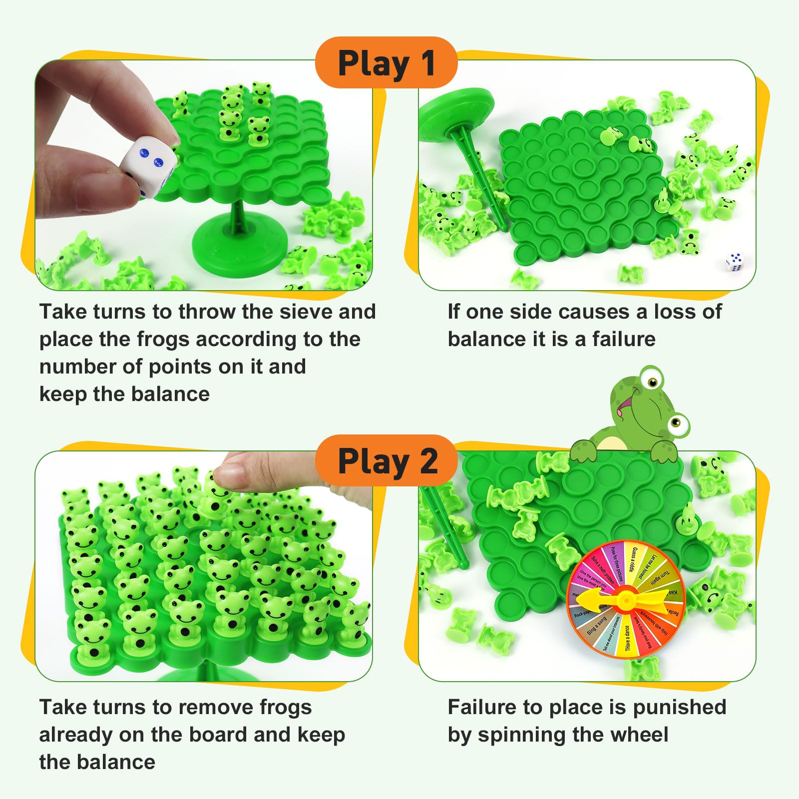 Frog Balance Game Toys,Balance Game Tree Two-Player Parent-Child Interactive Family Tabletop Puzzle Montessori Toy,Frogs Board for Kids and Adults (Frog)