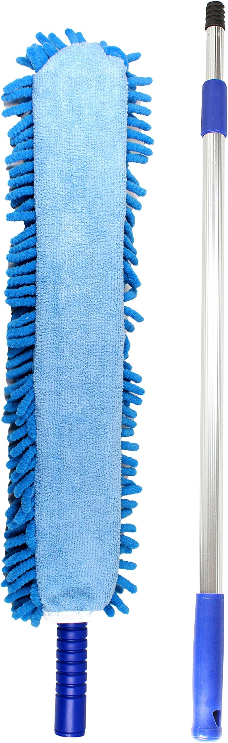 Jet Clean Chenille Microfiber Flat Hand Duster-Dust Appliances, Ceiling Fans, Blinds, Furniture, Shutters, Cars, Delicate Surfaces-Chenille-Extension Pole Reach 25-44"