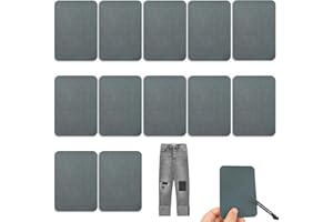 Iron-On Patches for Clothes - Set of 12 Deep Grey Cotton Patches, 7.5 x 10.5 cm, Durable Heat-Resistant, Perfect for Repairin