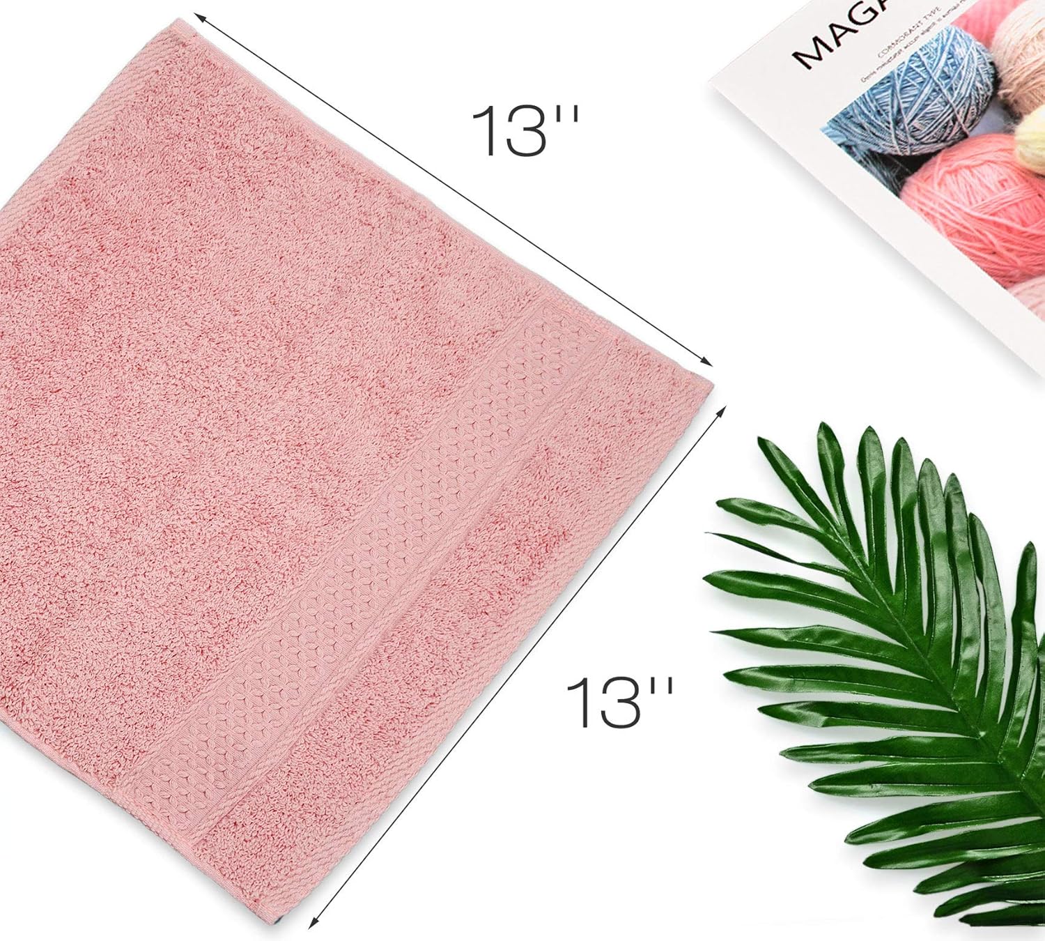 Cleanbear Pure Cotton Wash Cloths Face Cloths, 6 Colors per Set, 13 x 13 Inches (Light Blue, Jade Green, Light Green, Grey, Light Grey, Pink): Kitchen & Dining